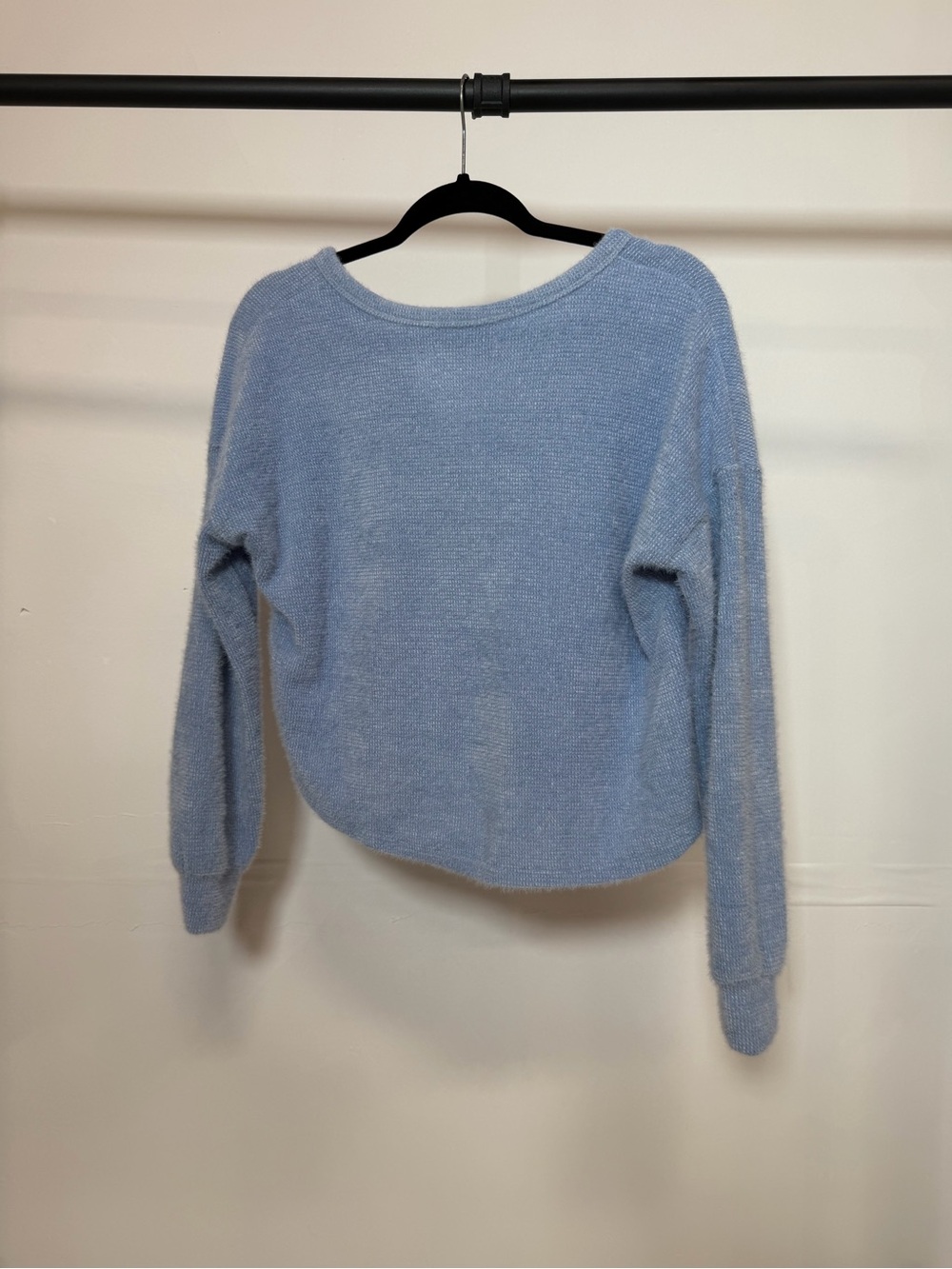 Hollister Light Blue V-Neck Cozy Pullover Hoodie - Picture 3 of 3